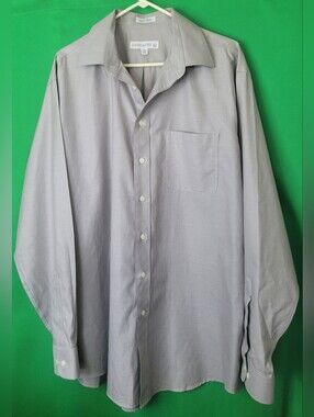 Joseph & Feiss Light Gray Men LS Dress Shirt Sz 17 36/37 Tall XL Non-Iron Cotton